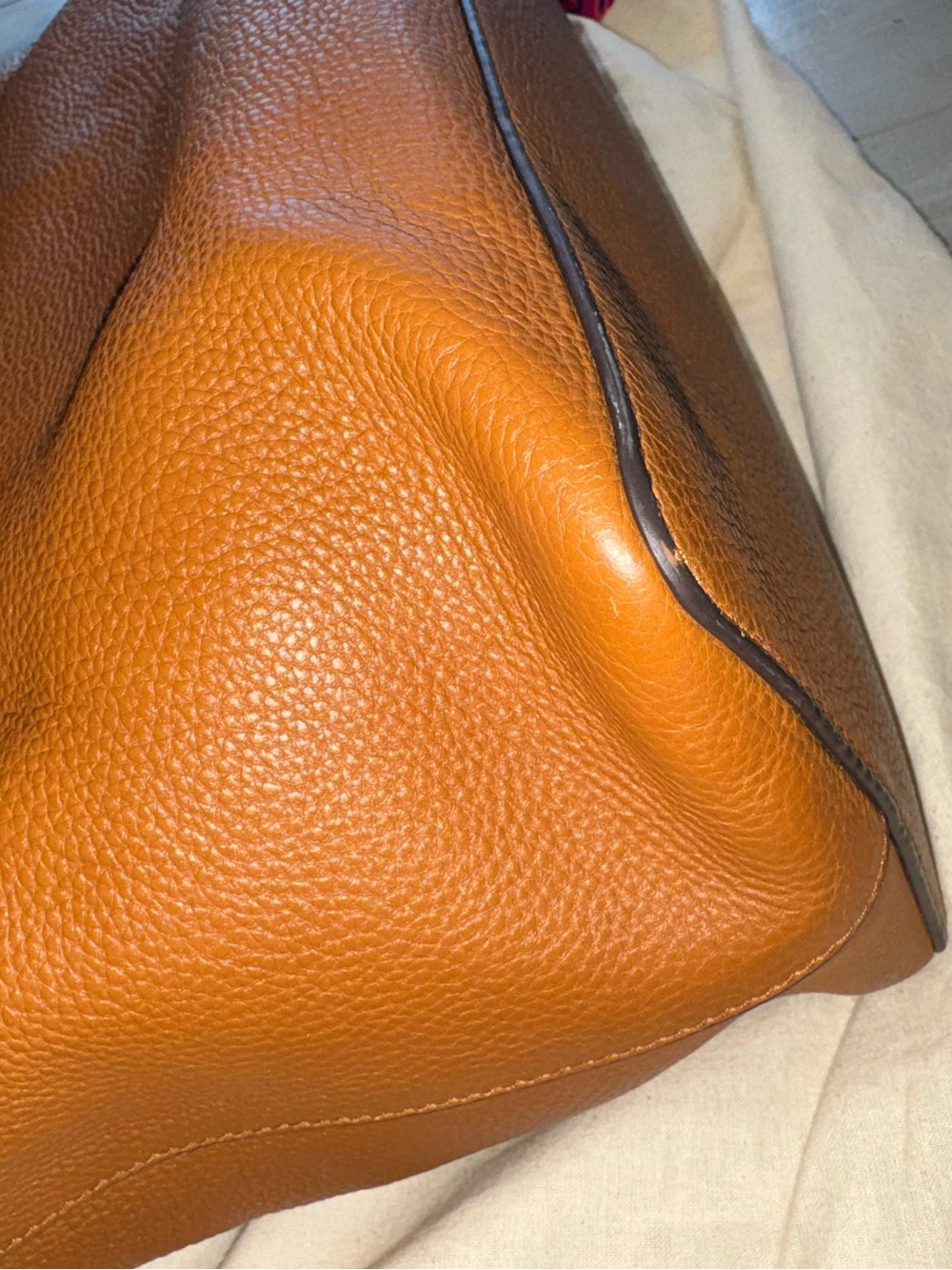 Tory Burch Taylor Leather Tote with Tassel, Cognac - Picture 12 of 13